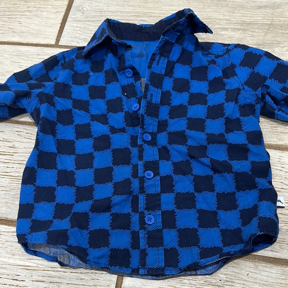 Blue and Black Checkered Kids Shirt